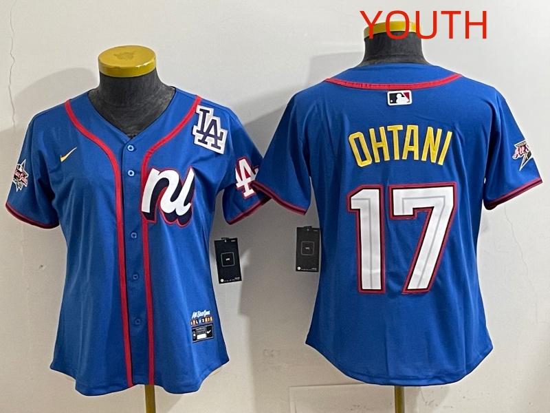 Youth 2025 Los Angeles Dodgers #17 Ohtani Blue Nike 2025 MLB All Star Jersey style 008->youth mlb jersey->Youth Jersey